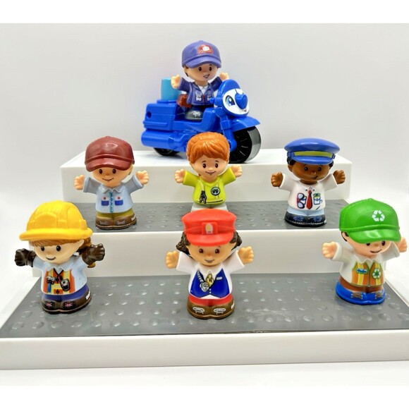 Fisher Price Little People Mixed Lot of 7 Workers Helpers Jobs Mailman & Vehicle - Picture 2 of 9